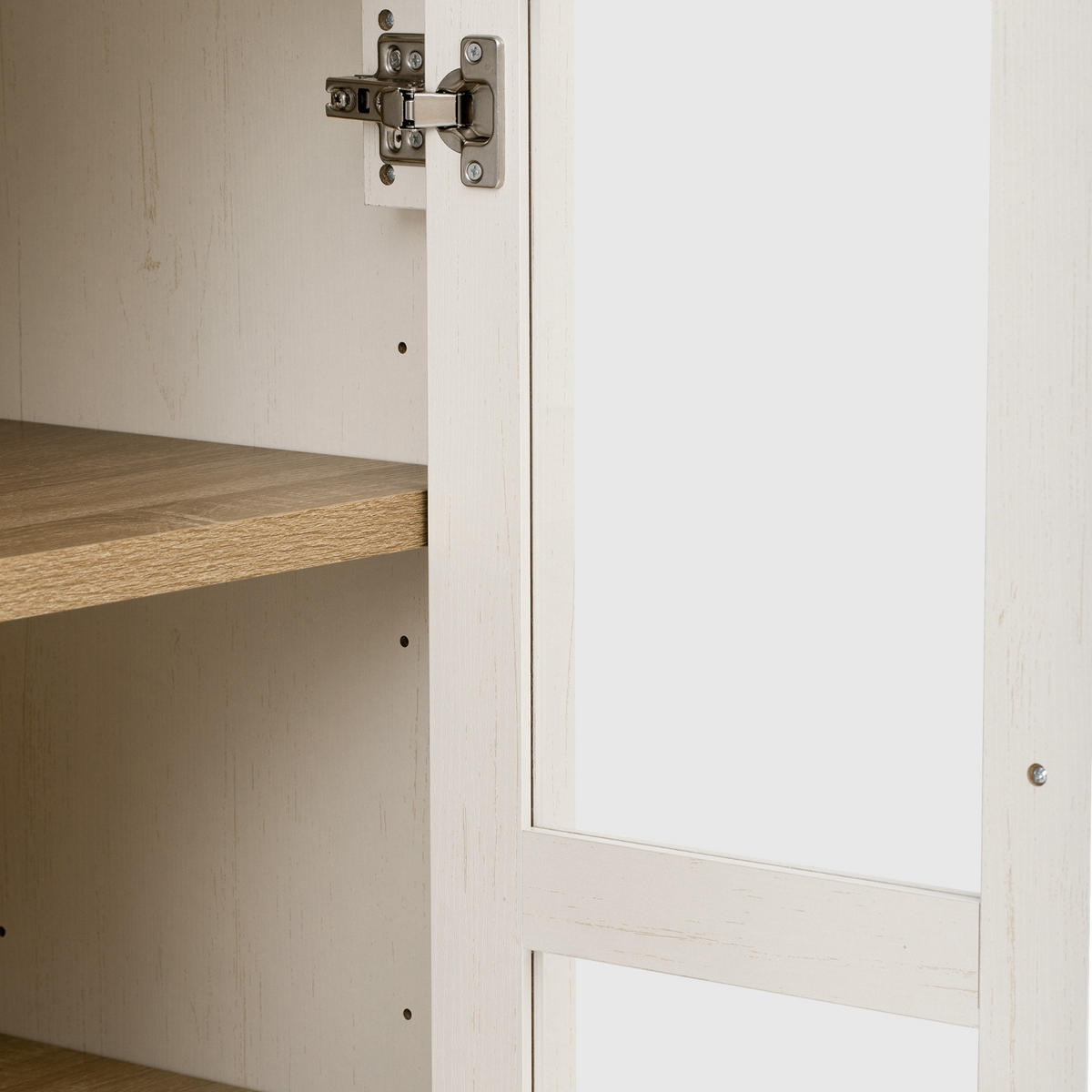 KÜCHENSCHRANK mit Glastüren, 76,2/180/40 cm, MDF und Glas, Weiß, VERSTELLBARE REGALBÖDEN, für Esszimmer und Küche - Weiß, Holzwerkstoff (40/180/76.2cm) - Rolipo