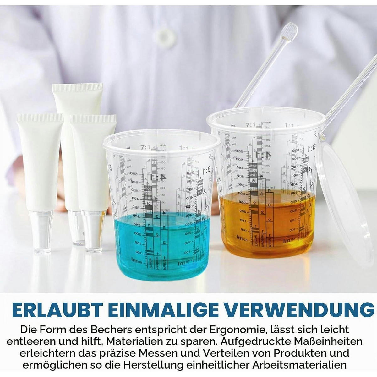 LACKMISCHBECHER 20-teiliges Set 680 ml mit Deckel - Transparent, Kunststoff (0.68L)