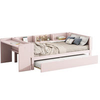 KINDERBETT 90/200 cm rosa mit ausziehbarem Bett und Schreibtisch - Rosa, Holz (90/200cm) - OKWISH