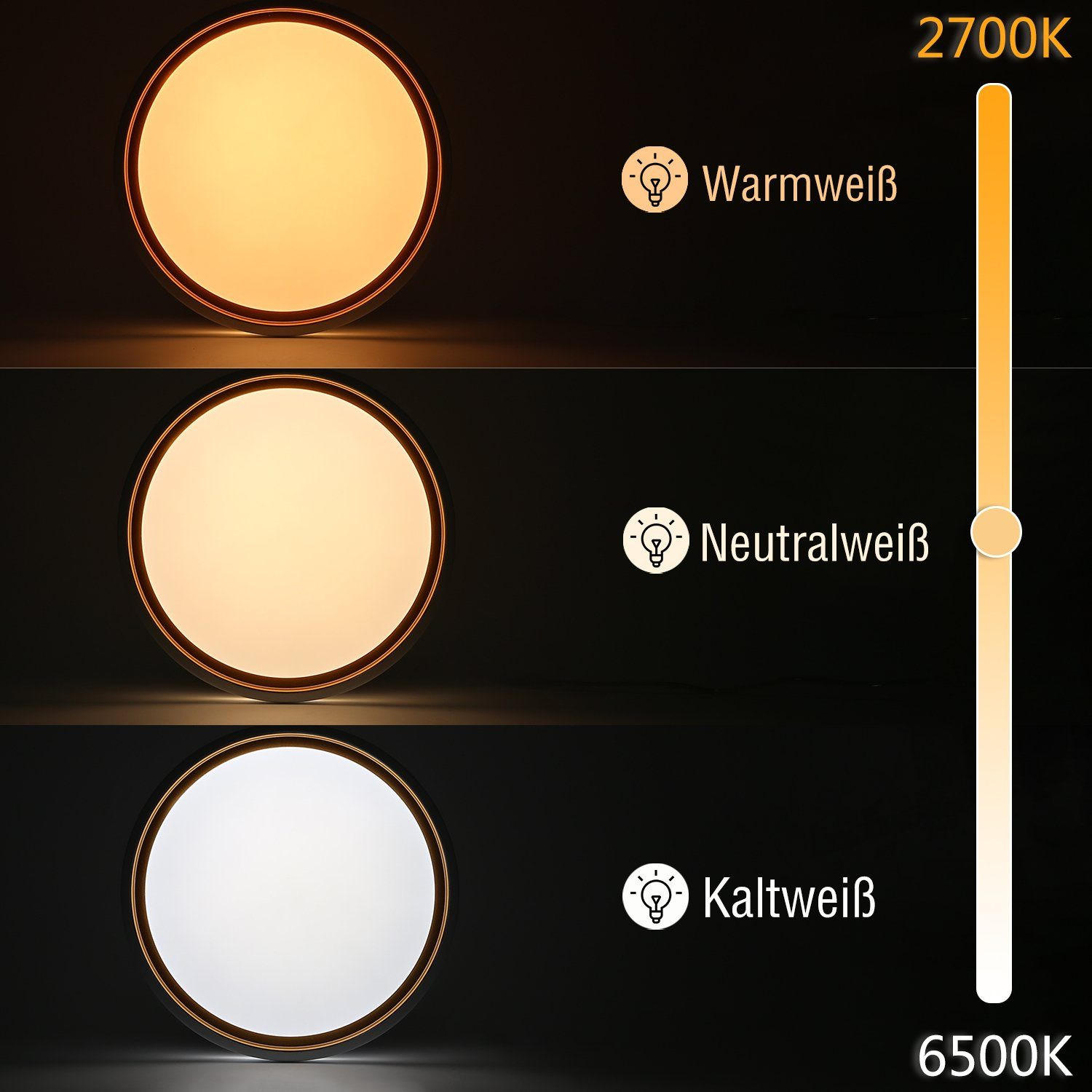 Thumbnail - ZMH Led-Deckenleuchte, Weiß, Metall, Mode, Rund, 30x30x30 cm, Lampen & Leuchten, LED Beleuchtung, LED-Deckenleuchten