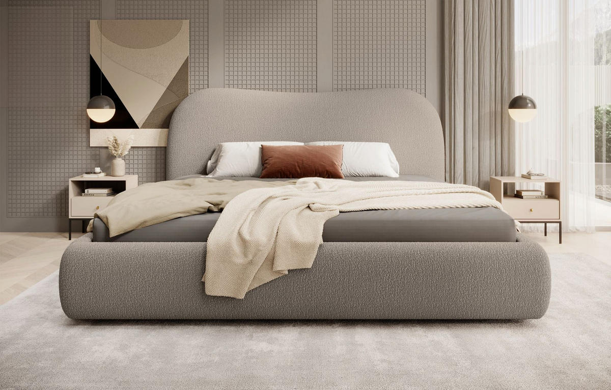 POLSTERBETT SIMSALO Dunkelbeige 140x200 cm - Greige/Schwarz, Kunststoff/Textil (140/200cm) - Selsey