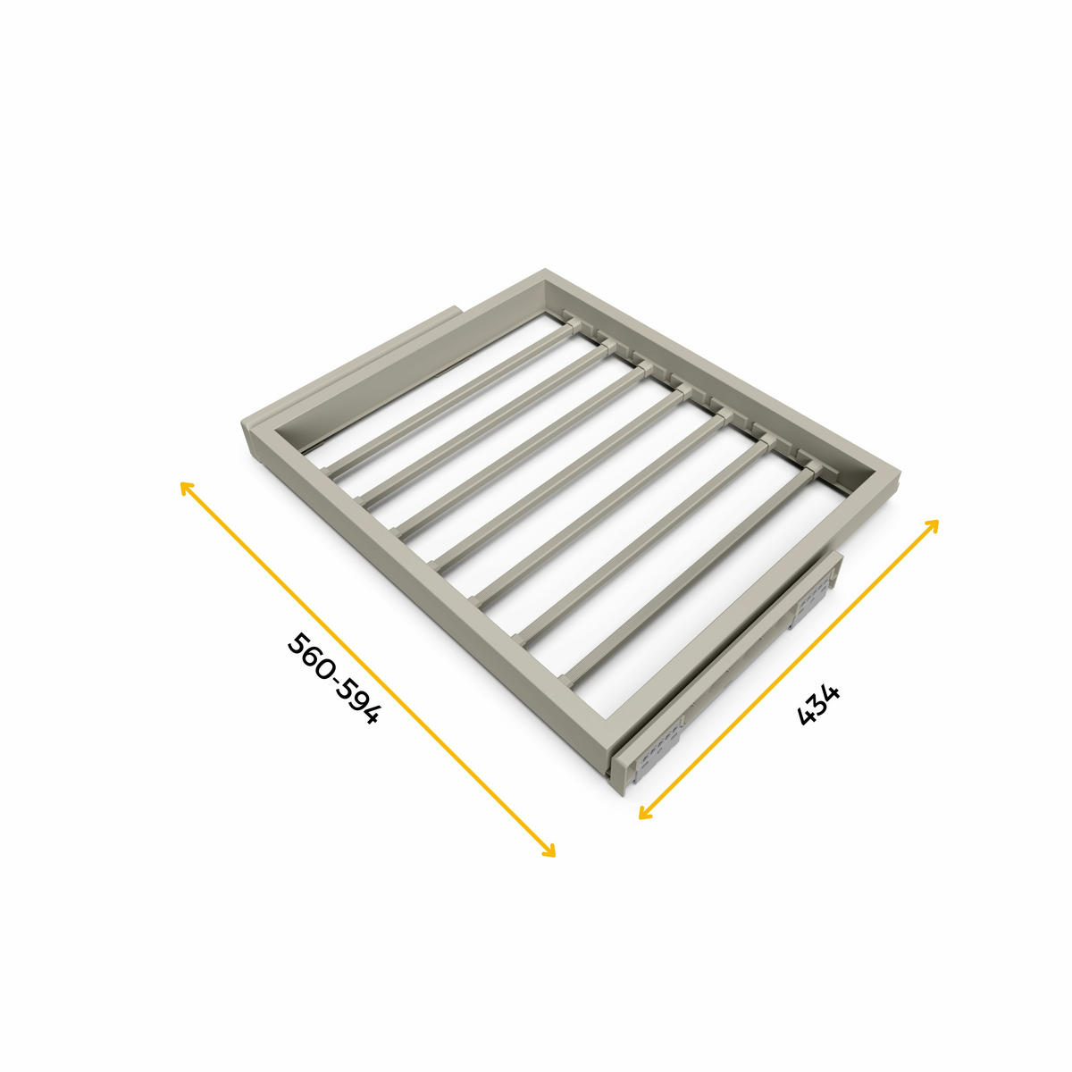 HOSENTRÄGER und Hack Gleitrahmen für Kleiderschränke, sanftes Schließen, verstellbar, Modul 600mm, Steingrau 7er-set - Grau, Metall (55/15/52.5cm) - EMUCA