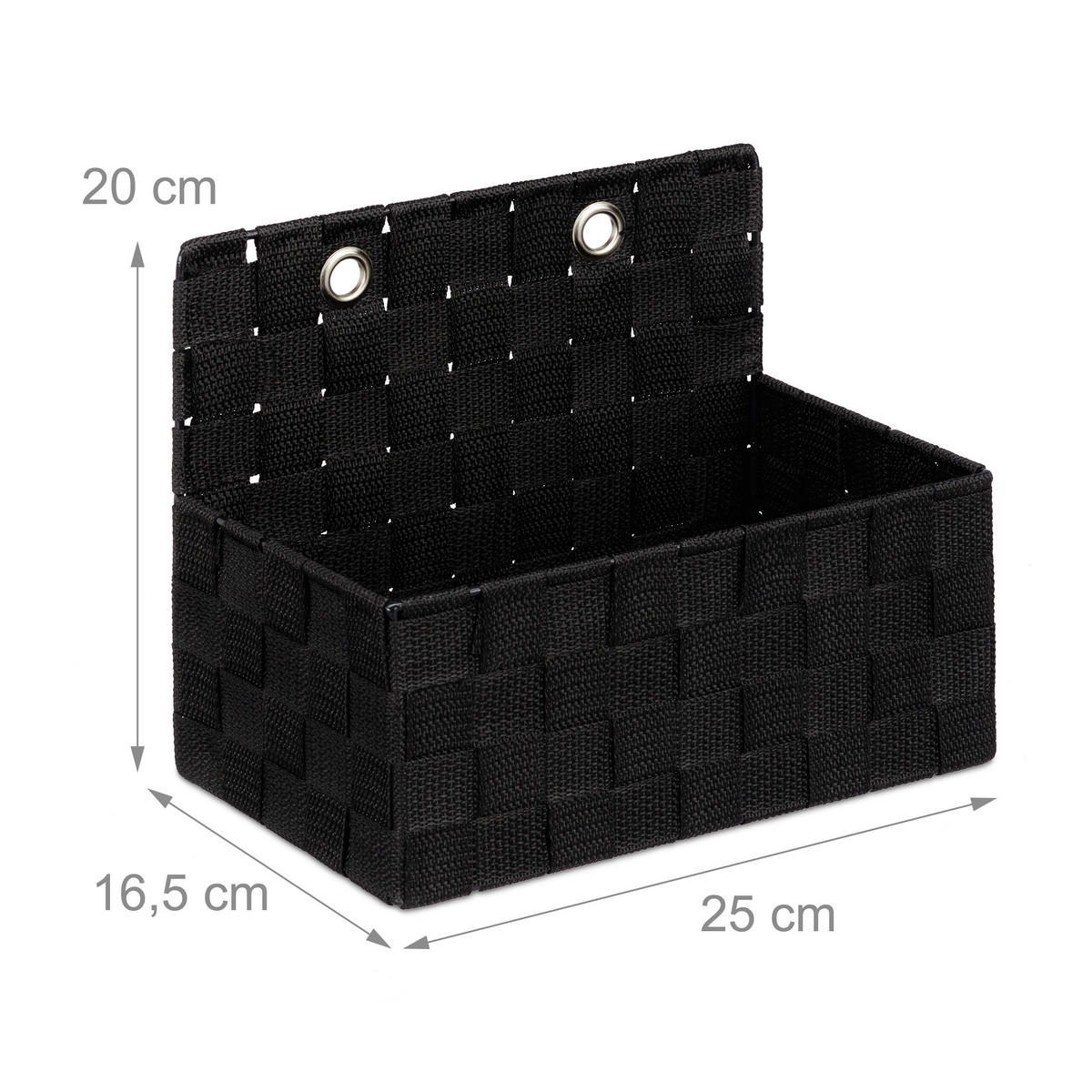 AUFBEWAHRUNGSKORB - Schwarz, Kunststoff/Metall (16.5/25/20cm) - Relaxdays