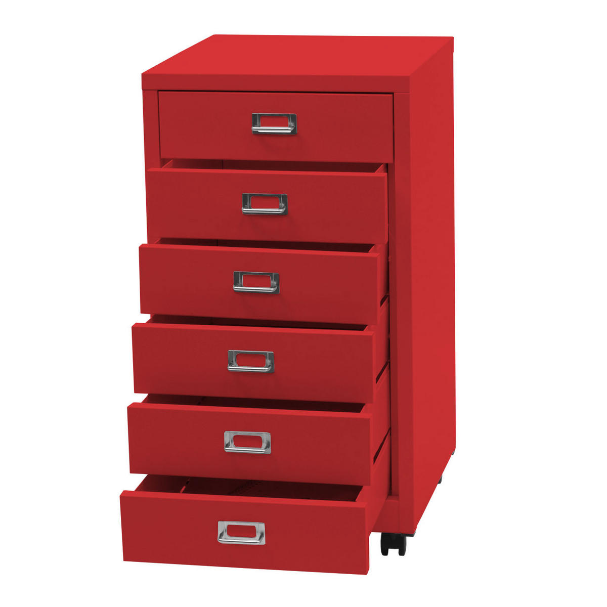 ROLLCONTAINER 75x40x41cm Metall 6 Schubladen Rot - Rot, Metall (40/75/41cm) - PROREGAL