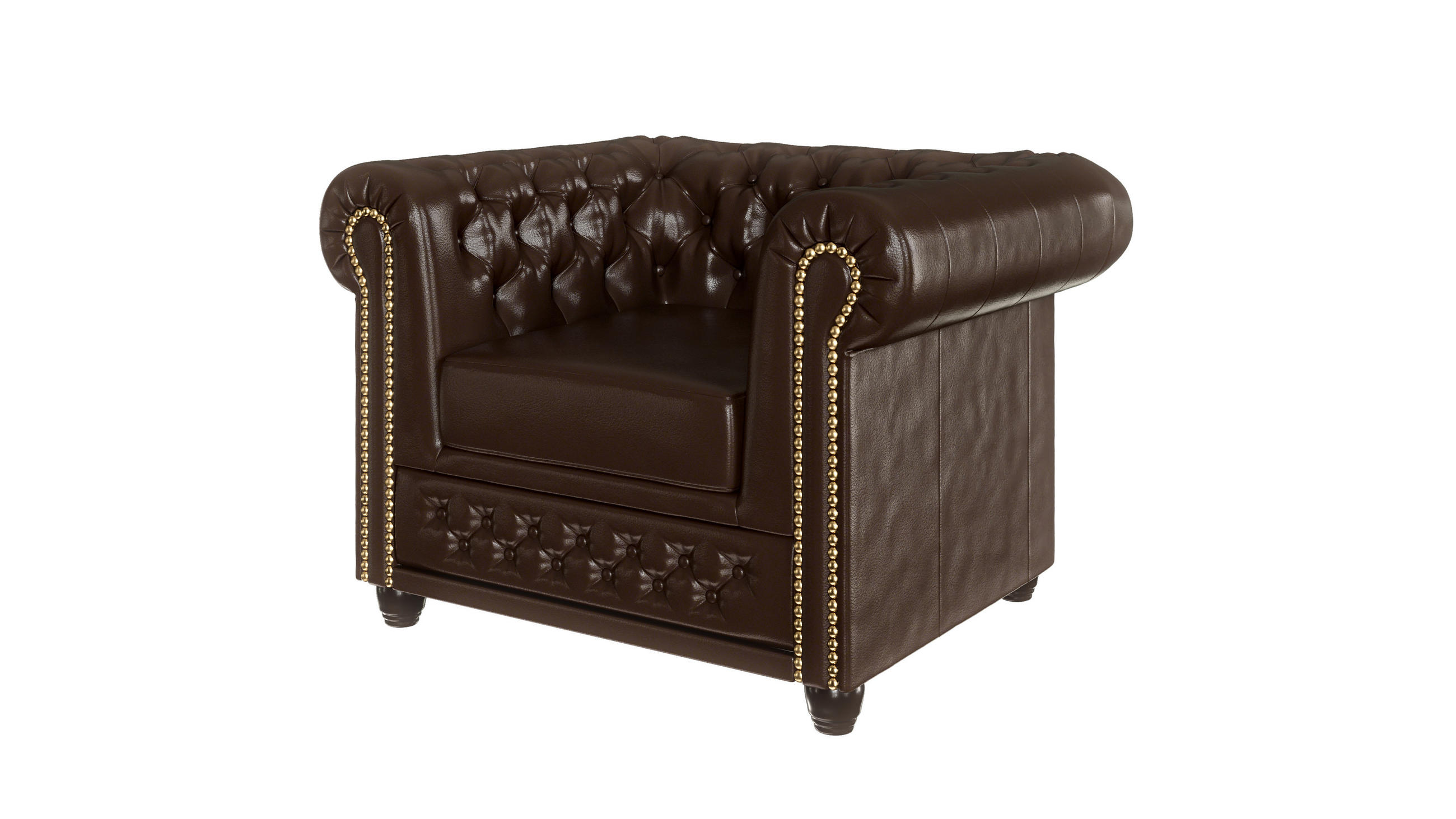 CHESTERFIELD-SESSEL Morin Braun vegan Leder - Braun, Holz/Textil (94/72/86cm) - S-Style Möbel