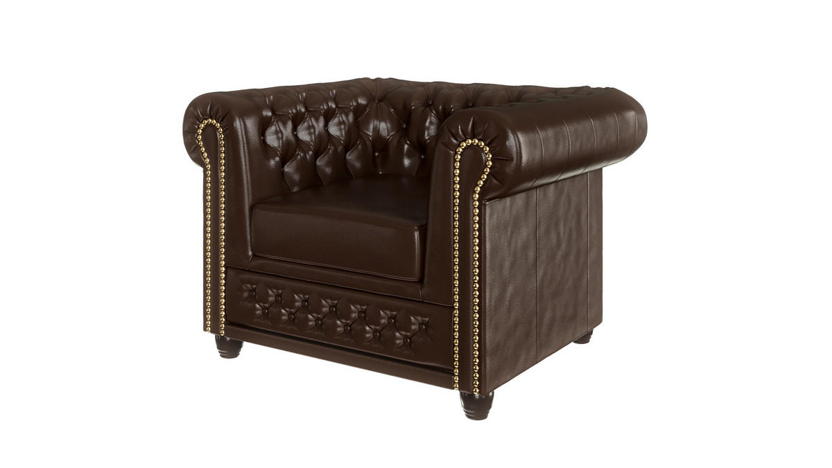 CHESTERFIELD-SESSEL Morin Braun vegan Leder - Braun, Holz/Textil (94/72/86cm) - S-Style Möbel