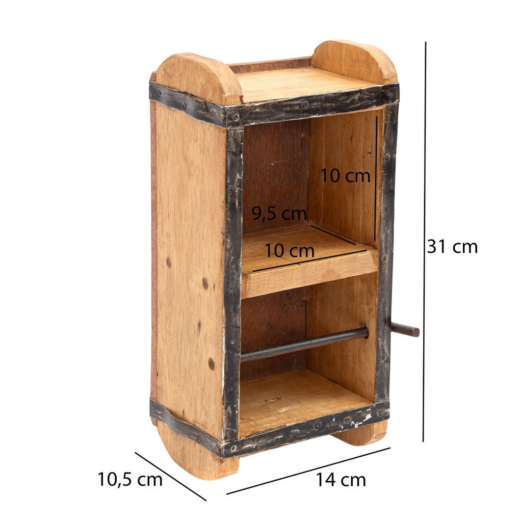 Thumbnail - Design Delights Geschenkband-Organizer, Braun, Holz, 14x31x10.5 cm, Wohnzimmer, Regale, Wandregale