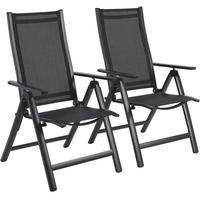 GARTENSTÜHLE 2er-Set – klappbar, Aluminium, verstellbar - Schwarz, Metall (71.5/107/60cm) - Coonoor