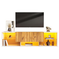 TV-LOWBOARD 160/40/42 cm mit 2 Schubladen und LED-Beleuchtung - Hellbraun, Holzwerkstoff (160/42/40cm) - BEAOK