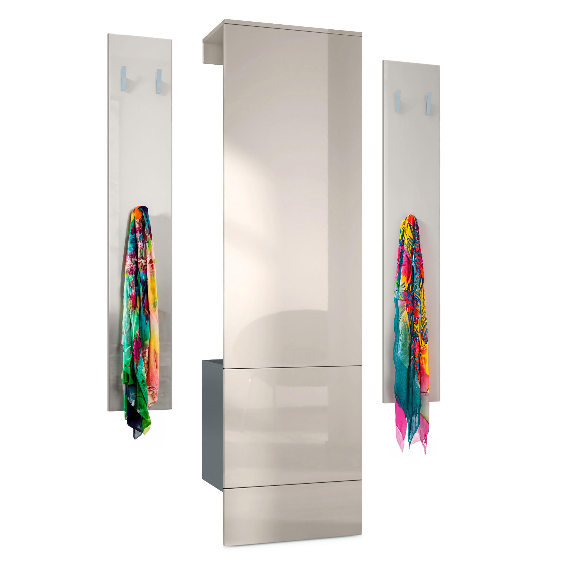 GARDEROBE Hollywood Sandgrau Hochglanz - Sandfarben, Holzwerkstoff (123/193/35cm) - Vladon