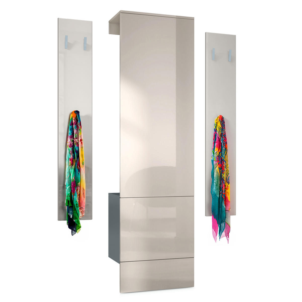 GARDEROBE Hollywood Sandgrau Hochglanz - Sandfarben, Holzwerkstoff (123/193/35cm) - Vladon