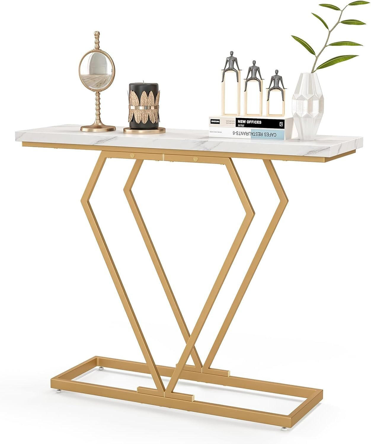 KONSOLENTISCH 80cm Weiß - Weiß, Metall (100/30/80cm) - COSTWAY