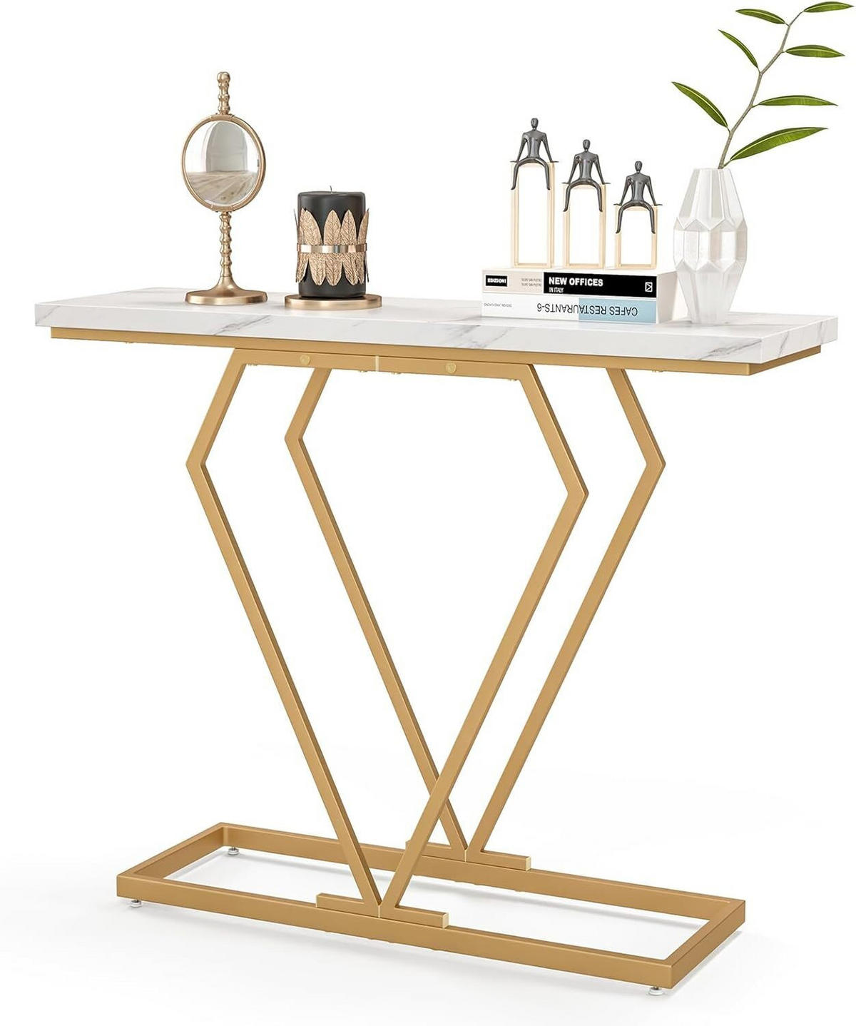 KONSOLENTISCH 80cm Weiß - Weiß, Metall (100/30/80cm) - COSTWAY
