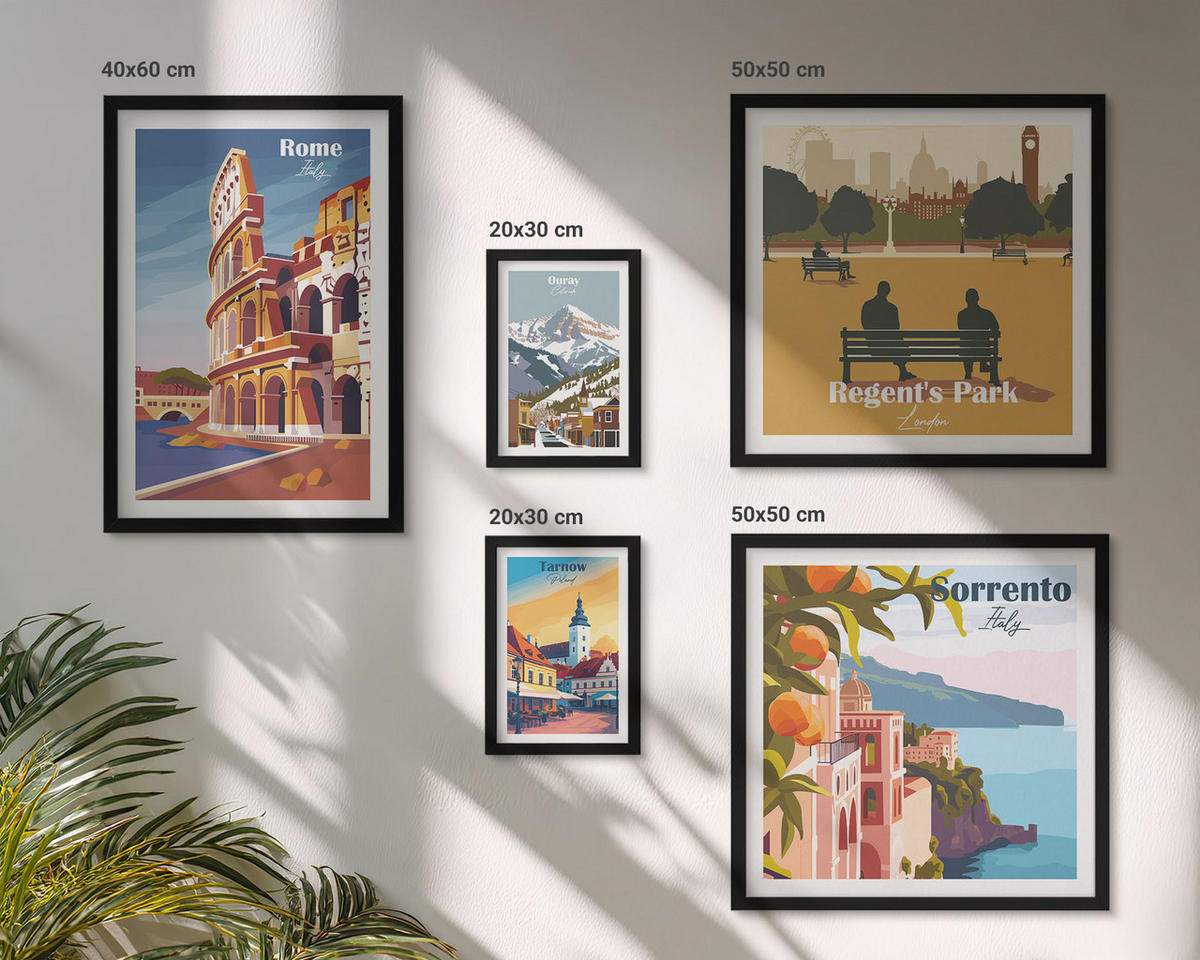WANDBILDER 5er-Set - 50x50 cm & 20x30 cm & 40x60 cm Schwarzer Rahmen - Boho-Papaya-Fruchtmuster - Schwarz, Kunststoff (40/60cm) - ArtPrintCave