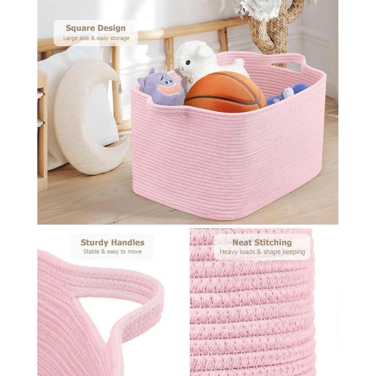 WÄSCHEKORB 2-teiliges Set Hellrosa - Rosa, Textil (55/38/30cm)