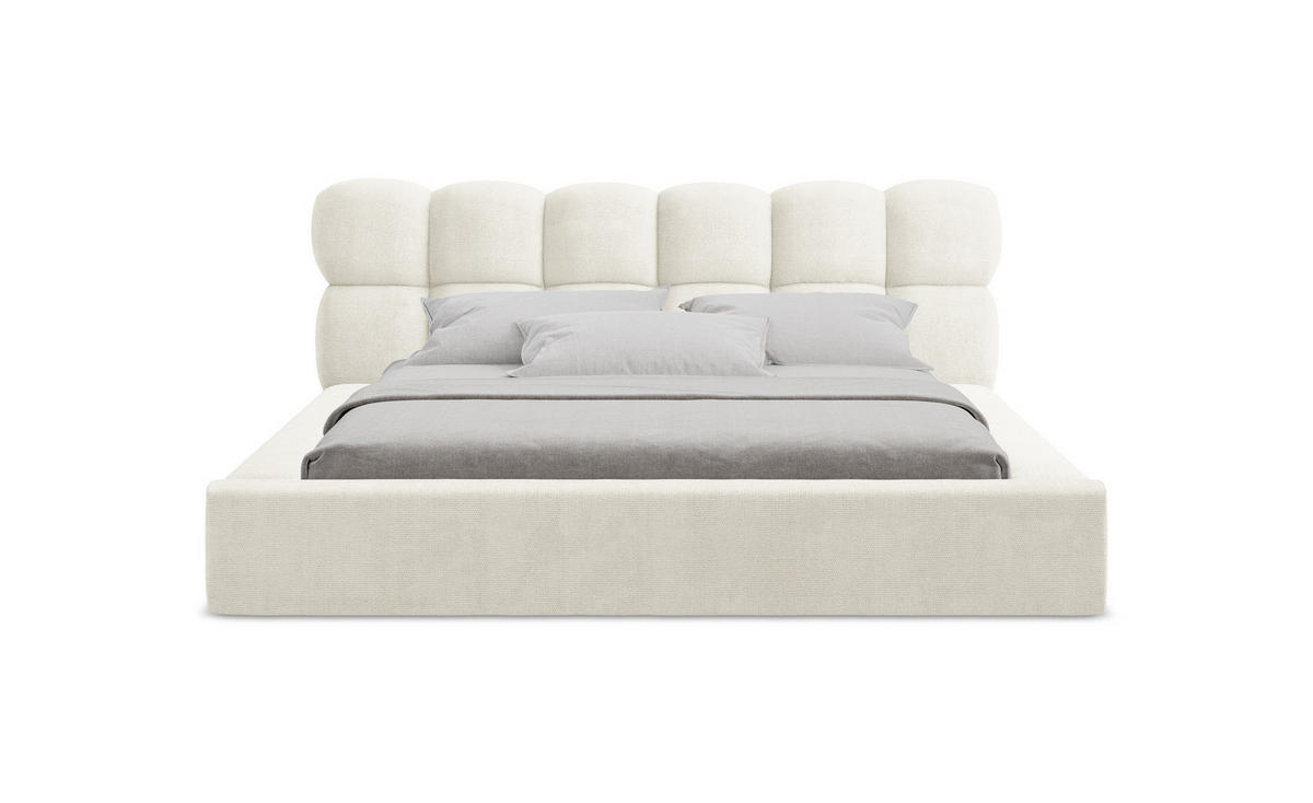 POLSTERBETT mit Bettkasten und Lattenrost 200x240 Weiß - Schwarz/Weiß, Kunststoff/Textil (160/200cm) - Makamii