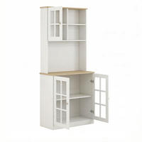 KÜCHENSCHRANK, Aufbewahrungsschrank mit Glastüren, MDF, Weiß-Eiche, Kaffeebar, 80/183/37 cm - Weiß, Kunststoff (37/183/80cm) - Rolipo