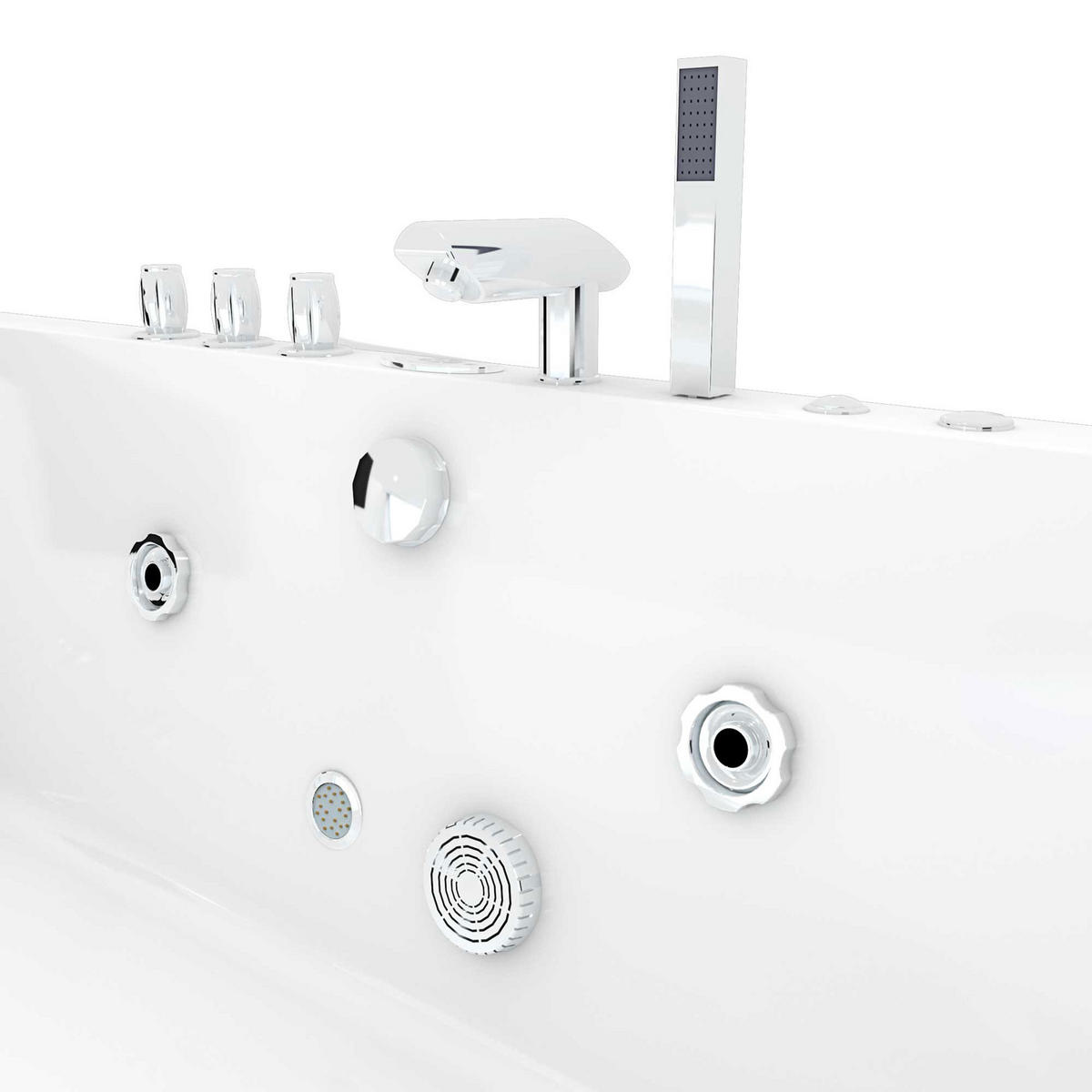 WHIRLPOOL Pool Badewanne Wanne W83R-TH-B - Weiß, Glas/Kunststoff (90/55/180cm) - AcquaVapore by Sandra Jentho