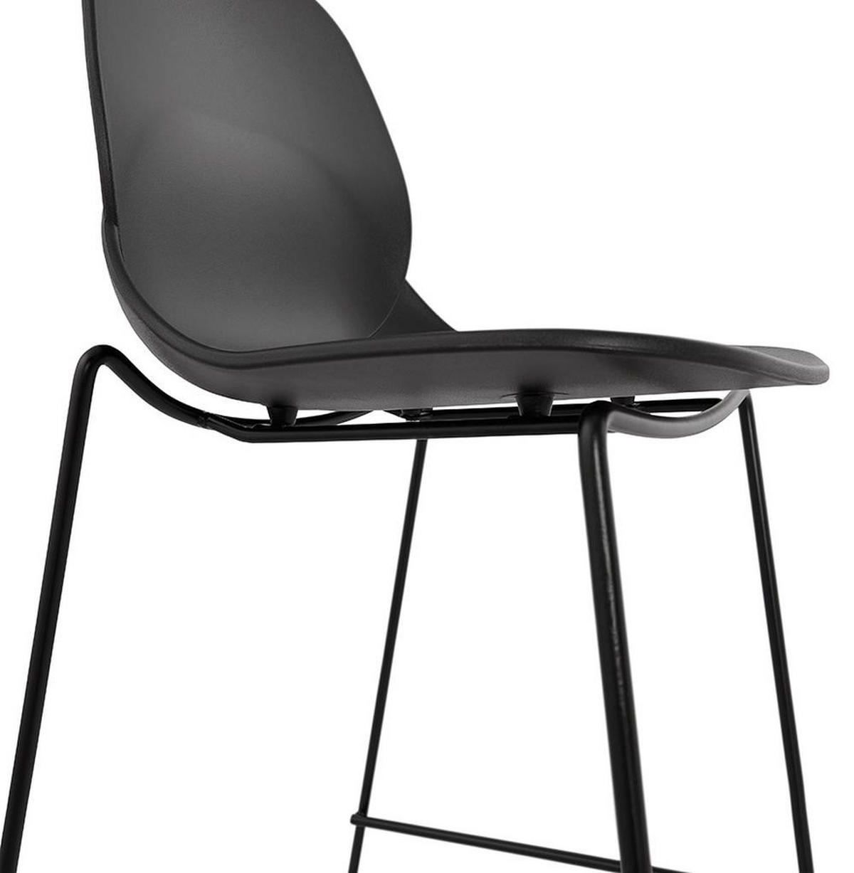 BARHOCKER Kunststoff Metall Sitzhöhe 65.5cm Stapelbar Rückenlehne QUIRON MINI, Schwarz 51,5x52x101 cm - Schwarz, Kunststoff/Metall (52/101/52cm) - KADIMA DESIGN