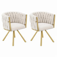 ESSZIMMERSTUHL drehbar 2er-Set Samt Beige Gold - Beige, Metall (54/72/59cm) - Meubliv