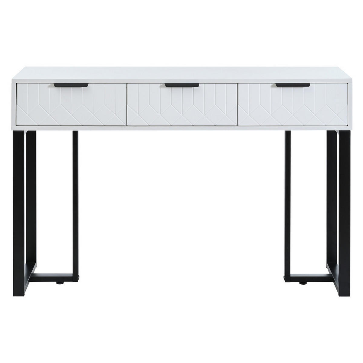 BEISTELLTISCH Weiß Schublade Gold Gestell Verstellbare Füße Schwarze Griffe - Weiß, Holz (132.08/44.45/16.51cm) - FLIEKS