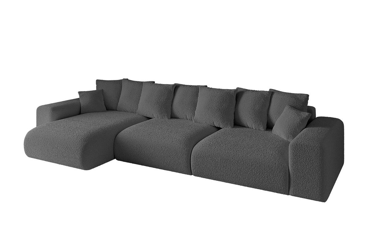 ECKSOFA Ottomane links ESKAR-L 364x176x84 Platinfarben Bouclé - Platinfarben/Schwarz, Holzwerkstoff/Kunststoff (364/176cm) - ALTDECOR