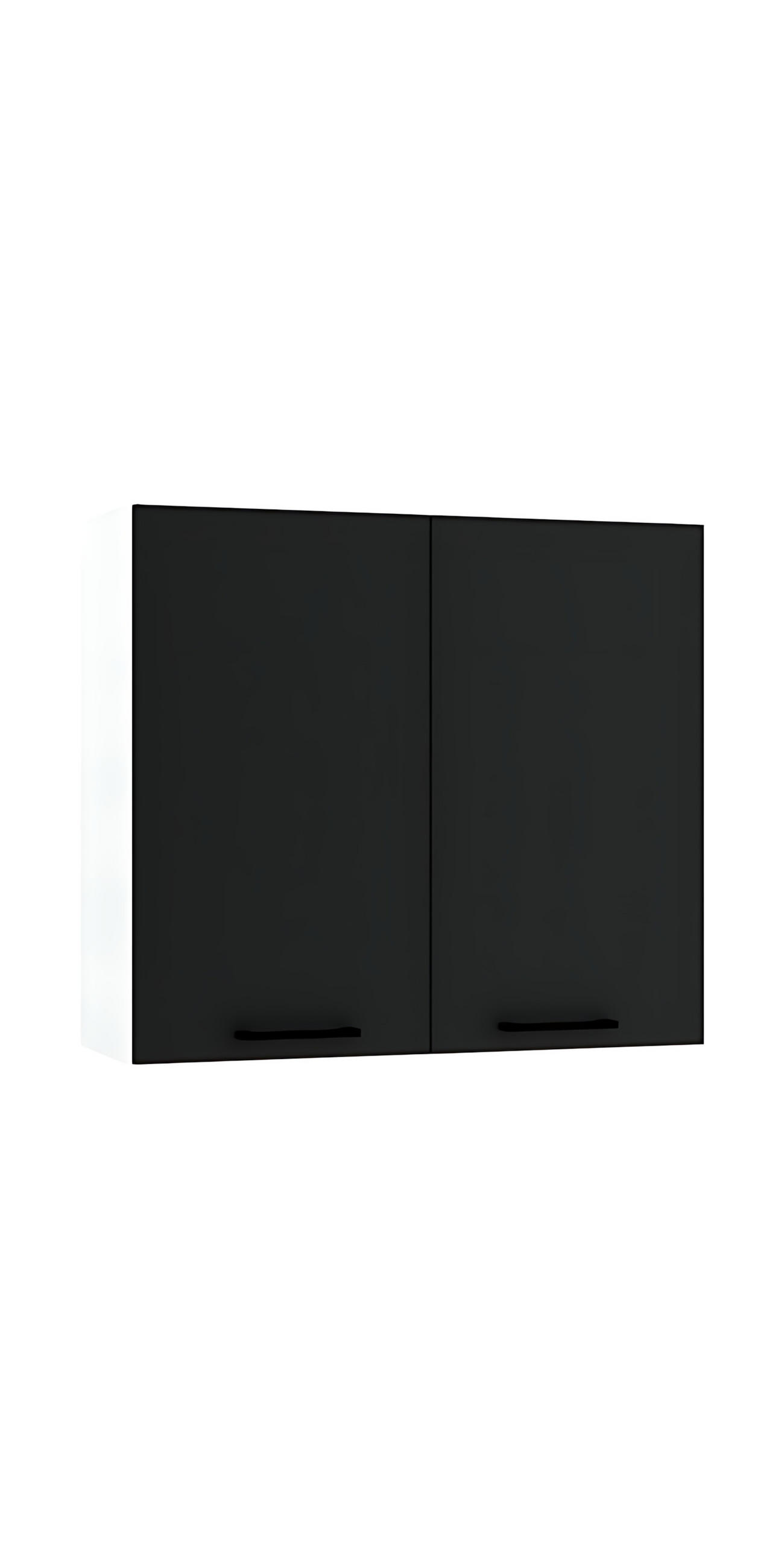 HÄNGESCHRANK W80 - Morvex - Stilvolle Wandlösung - Schwarz, Holz/Metall (80/72/30cm) - ROYAL24_MARKT