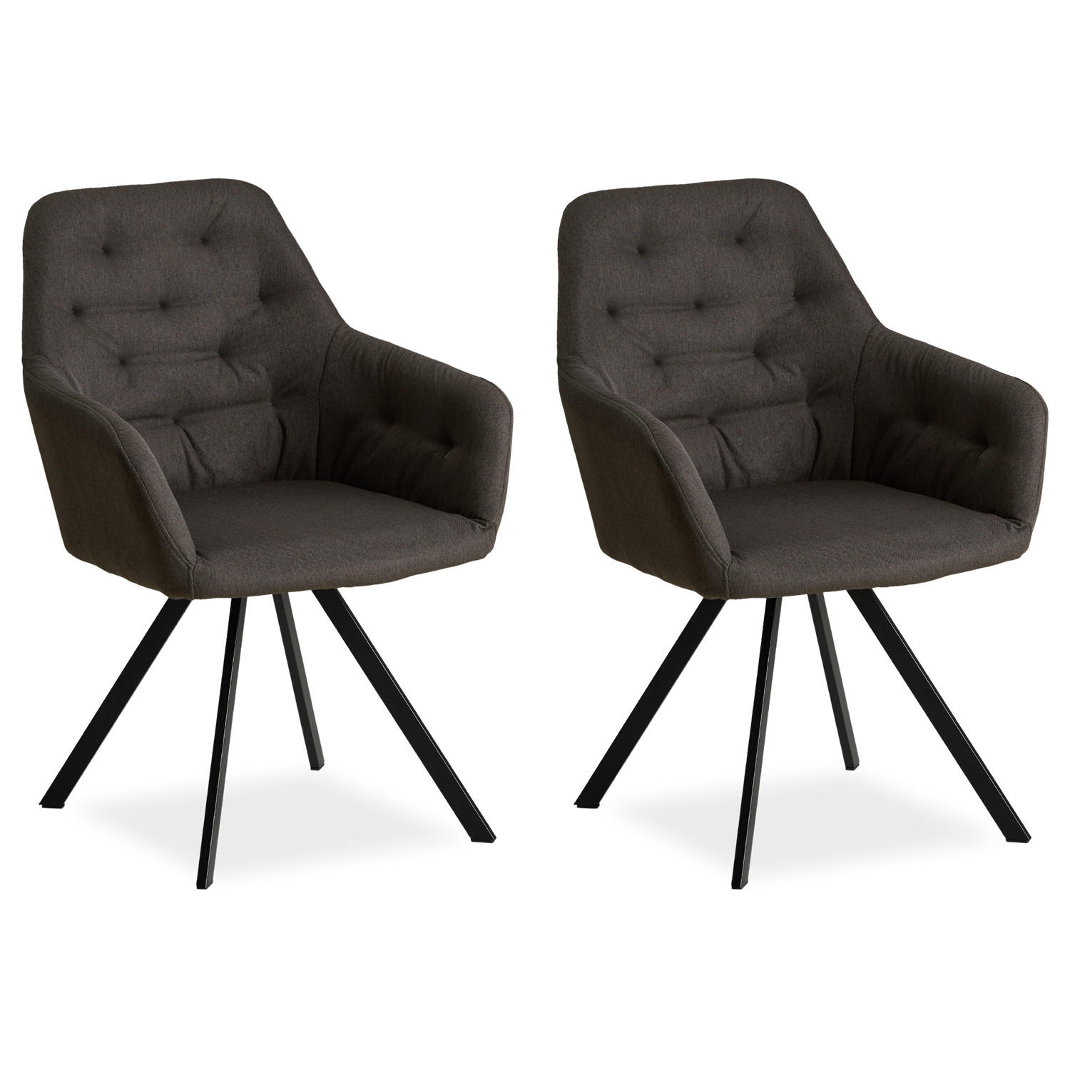 ARMLEHNSTUHL-SET 2 Stück in Stahl Leinen Grau - Grau, Textil (59/88/57cm) - Homestyle4u