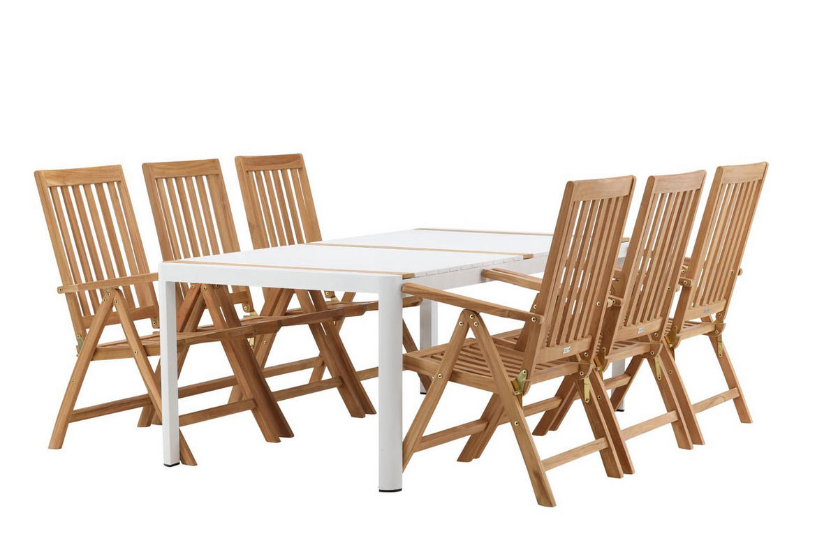 GARTENTISCHGRUPPE Weiß - Weiß, Holzwerkstoff - ebuy24