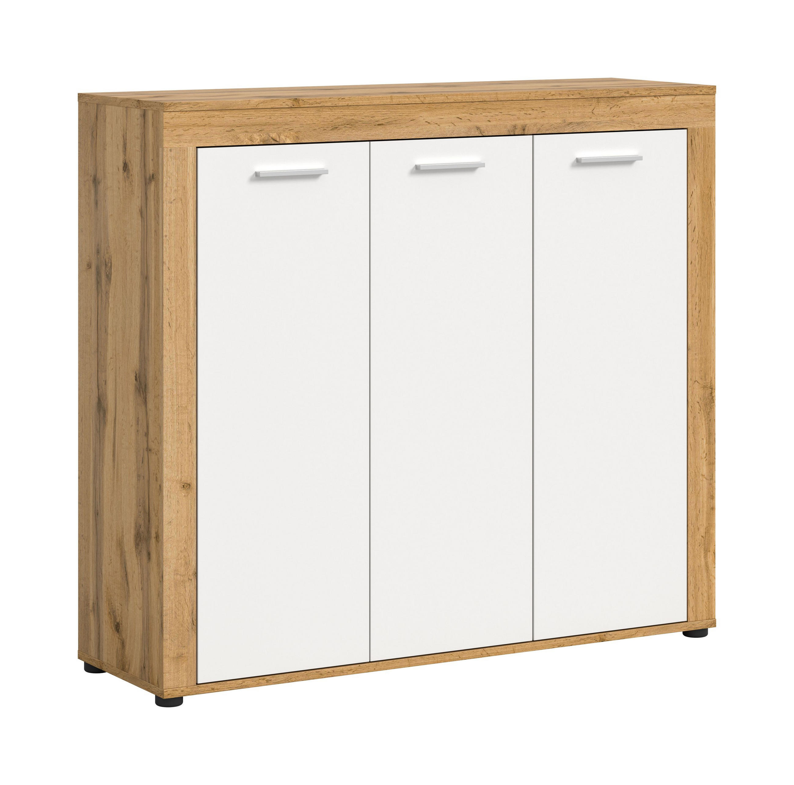 SCHUHSCHRANK JAM (B/H/T: ca. 120/108/37 cm) in Wotan Eiche Nachbildung/weiß - Eichefarben, Holzwerkstoff (120/108/37cm)