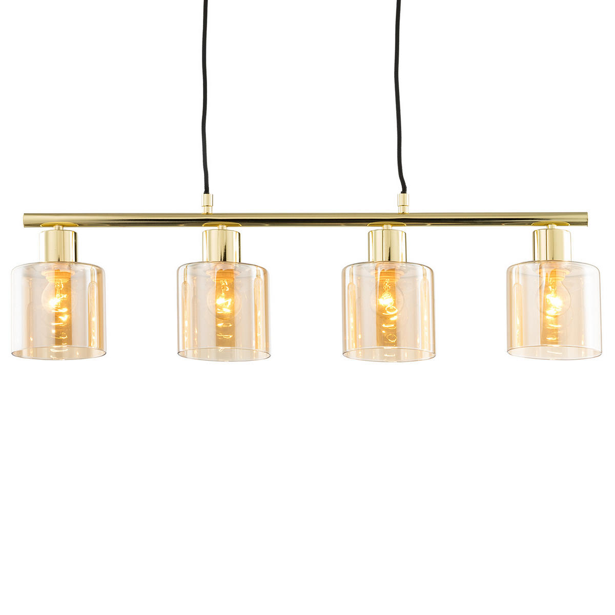 PENDELLEUCHTE - Metall / Glas - 4-flammig - Goldfarben, Glas/Metall (12/75/150cm) - home24