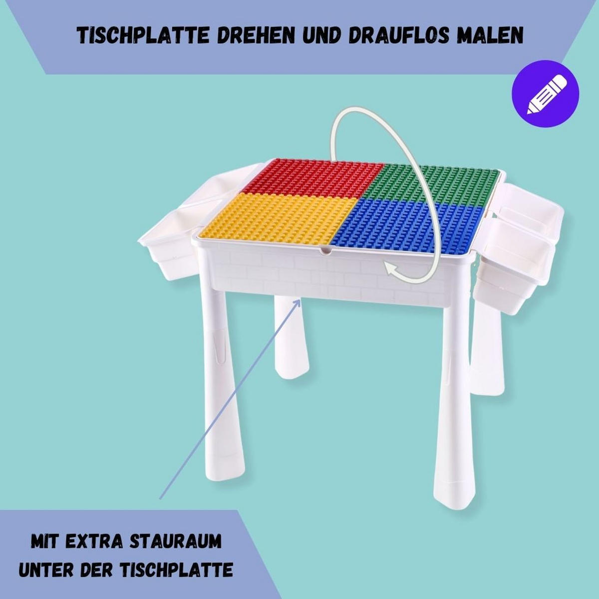 KINDERTISCH SASCHA Bautisch mit Stuhl - Weiß, Kunststoff (50/50/50cm) - Coemo