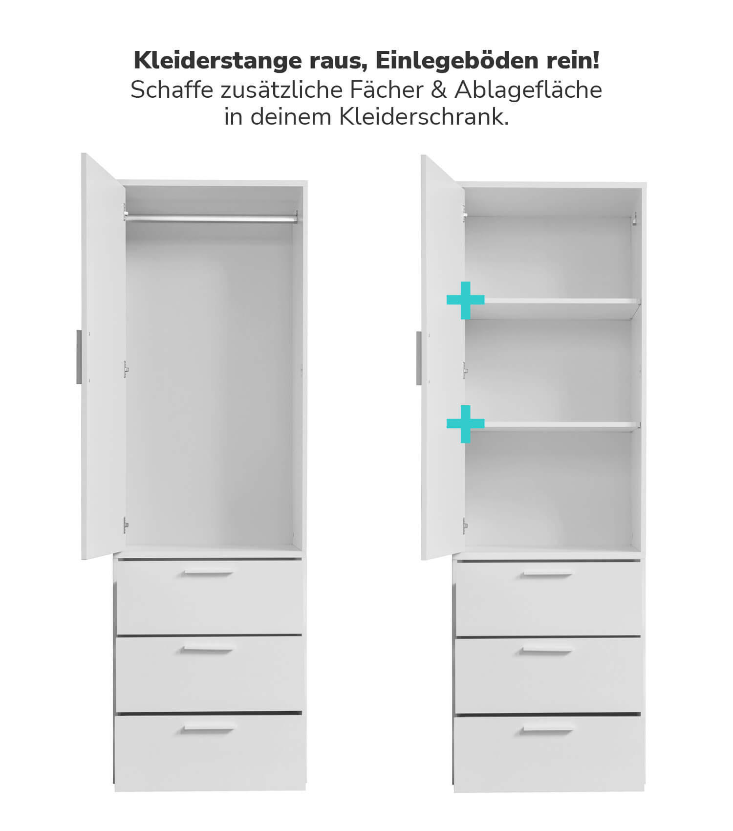EINLEGEBÖDEN 2er-Set Die Ableger - Weiß, Holzwerkstoff (57/53/1.5cm) - Mokebo