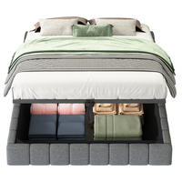 POLSTERBETT 140/200 cm in Grau mit Bettkasten und LED Stoff schwebendes Design - Grau, Holzwerkstoff/Textil (140/200cm) - STILVORA