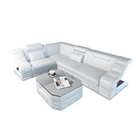 COUCH Bianchi Weiß Büffelleder - Weiß, Leder (271/196cm)
