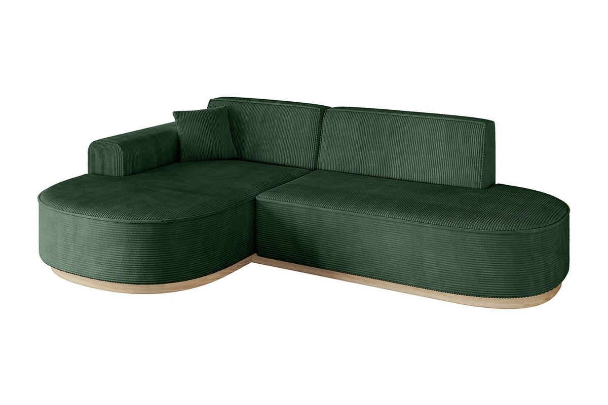 ECKSOFA Ottomane Links MARI-L1-v1 - 243x171x83 cm Grün Cord - Grün, Holzwerkstoff/Textil (243/171cm) - ALTDECOR