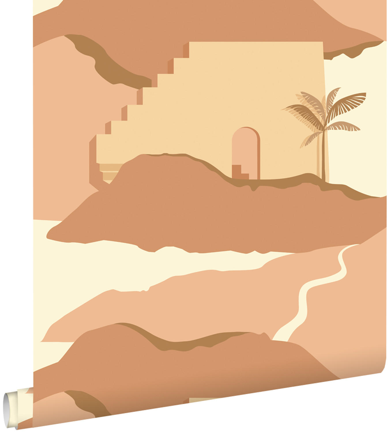 TAPETE Mediterrane Häuser 50 x 900 cm - Terracotta, Papier (50/900cm) - ESTAhome