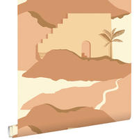 TAPETE Mediterrane Häuser 50 x 900 cm - Terracotta, Papier (50/900cm) - ESTAhome