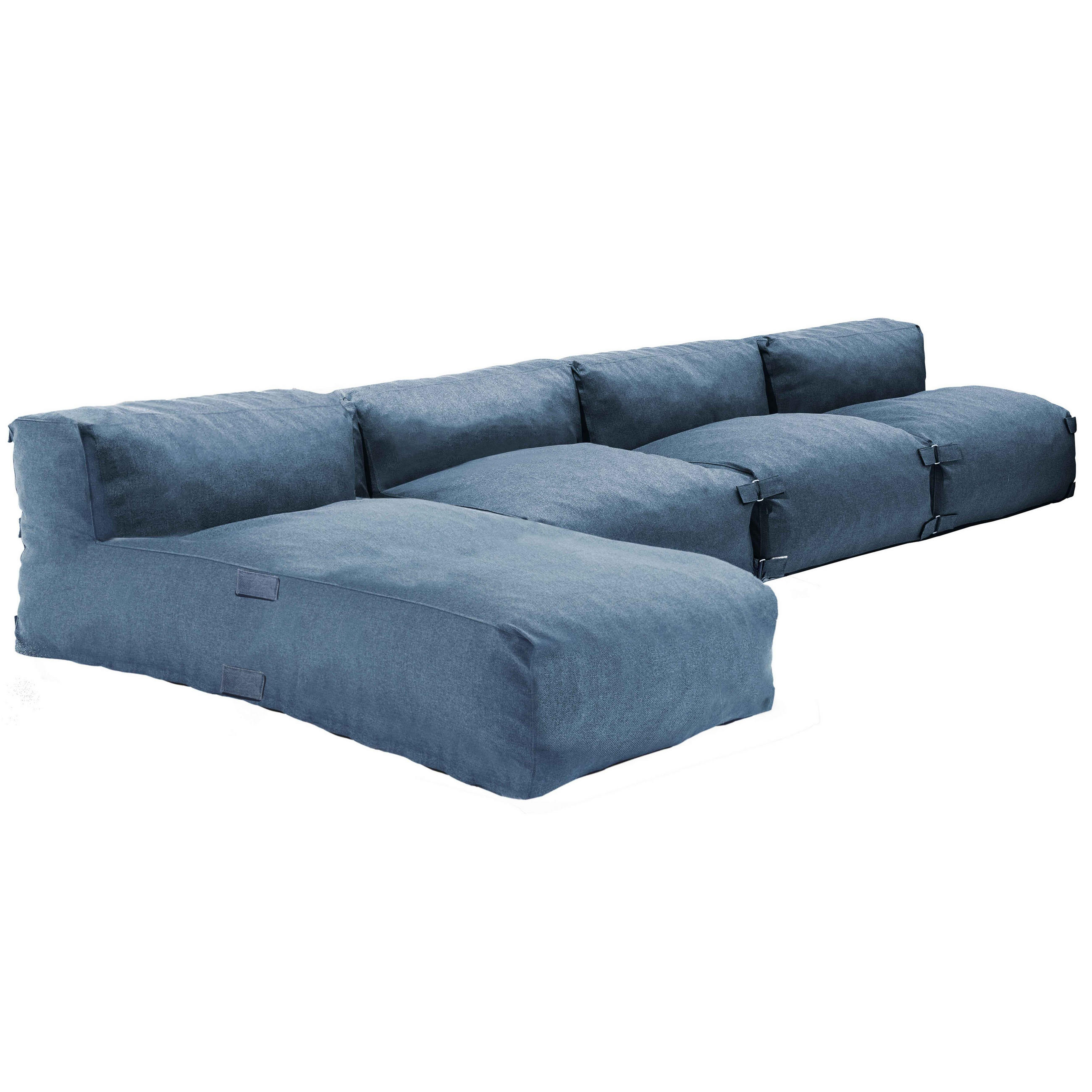 GARTENSOFA mit 4 Sitzplätzen, Pazifikblau - Blau, Textil - Oviala