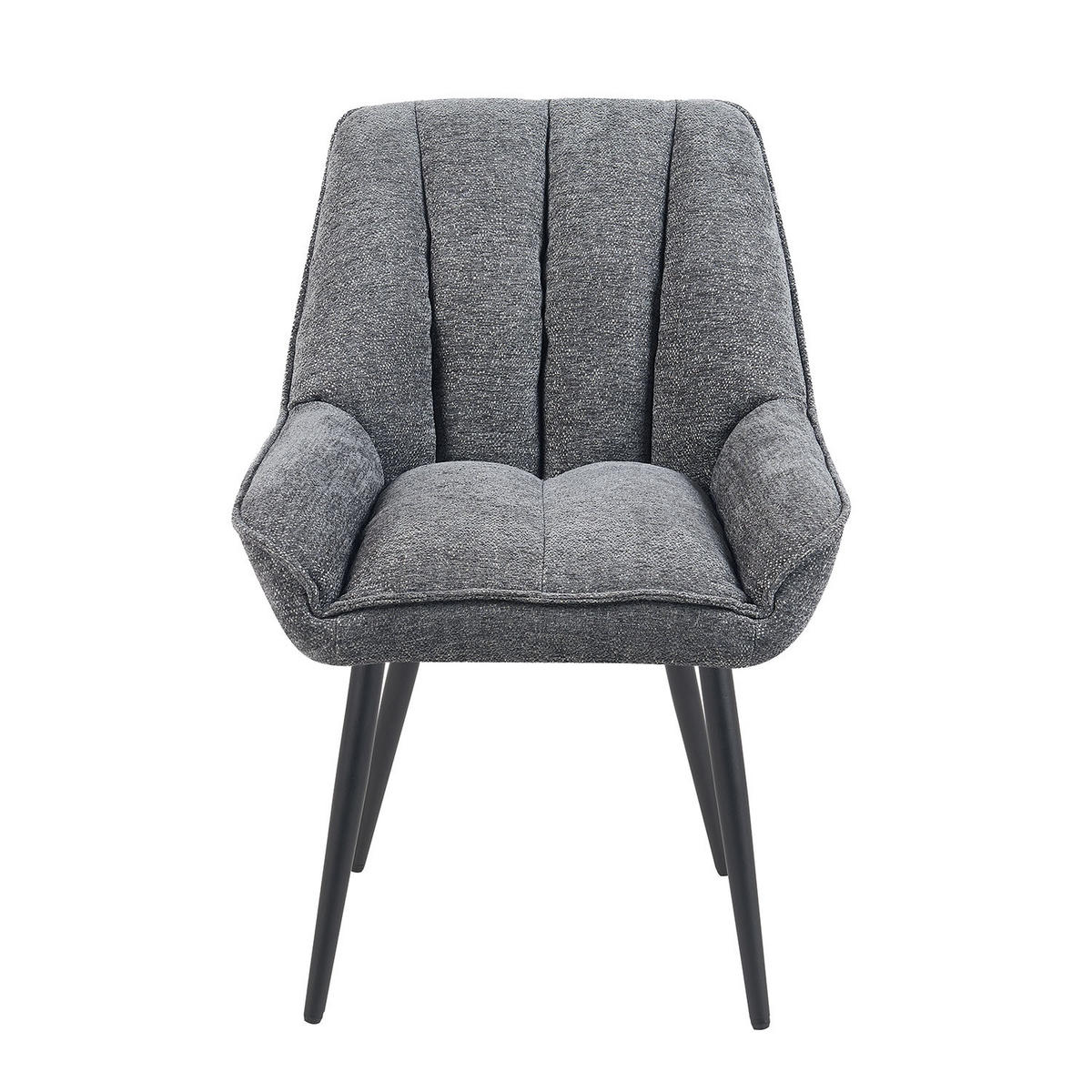 ESSZIMMERSTUHL Mika-Tara - Schwarz/Grau, Textil/Metall (60/88/68cm) - DUBI Möbel