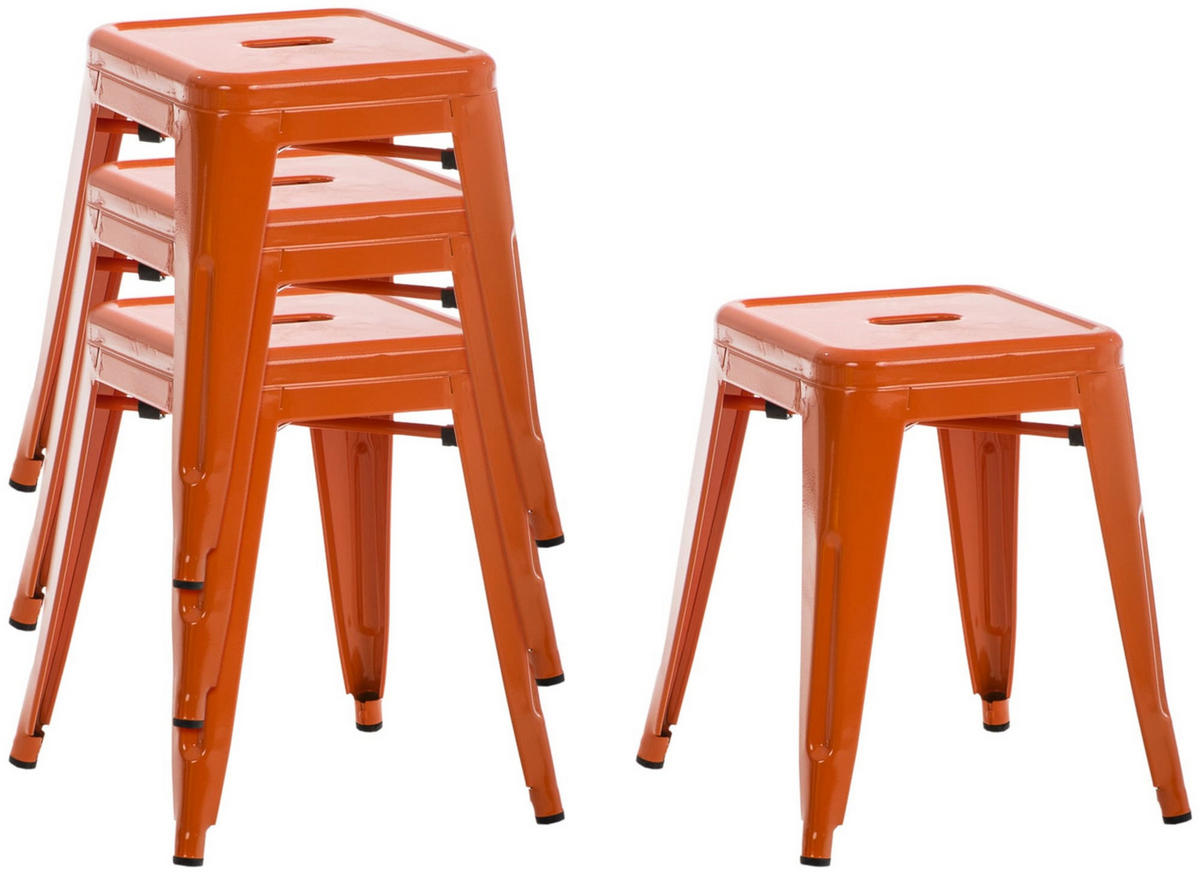 SITZHOCKER 4er Set Arvida orange - Orange, Metall (40/46/40cm) - TPFLiving