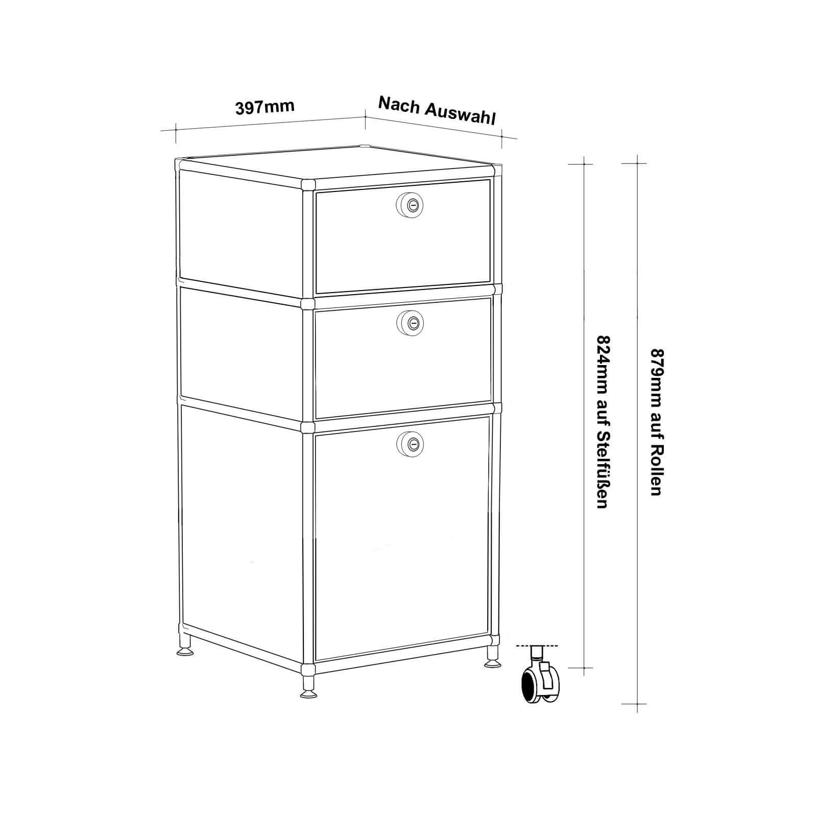 Versee Büro-Standcontainer, Schwarz 40x82.4x39.7 cm