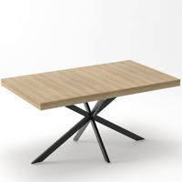 ESSTISCH ausziehbar 140-180 x 80 cm mit Stauraum MDF Metall Natur - Braun, Metall (160/80/76cm) - Meubliv