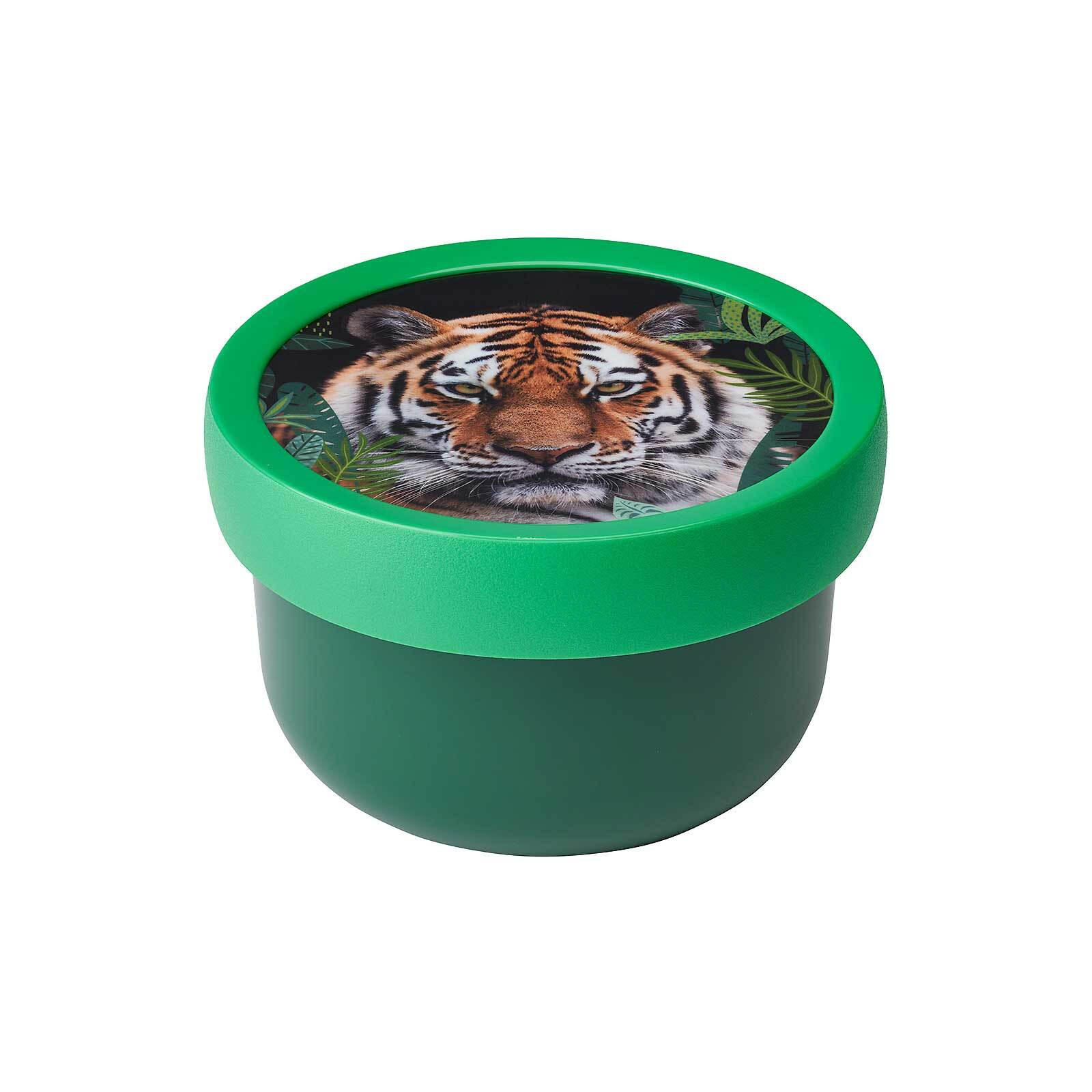 FRUCHTBOX MIT GABEL Campus Wild Tiger 300 ml - Dunkelgrün/Multicolor, Kunststoff (6.7/10.4/6.7cm) - Mepal
