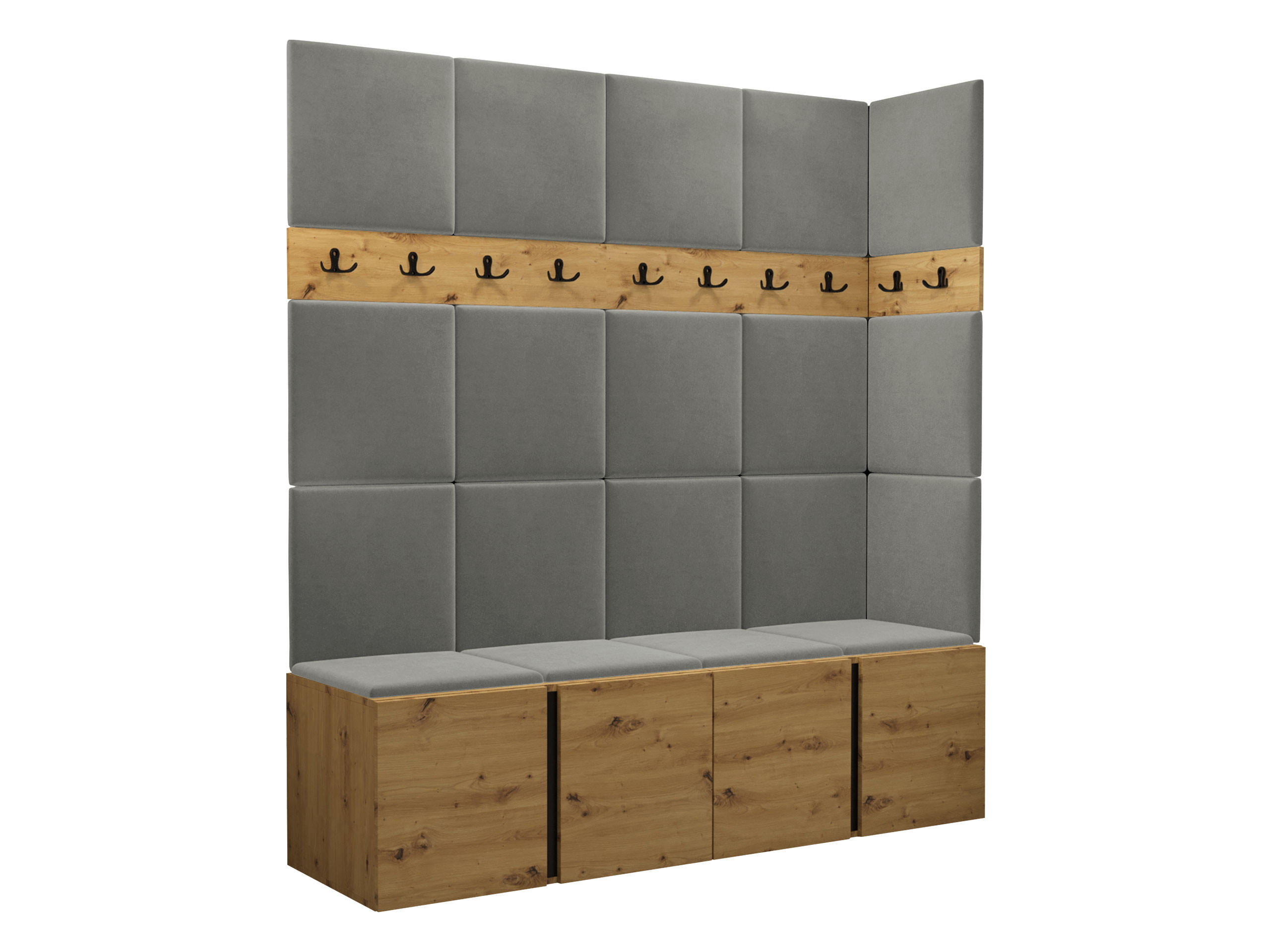 GARDEROBEN-SET Orion II - Eiche Artisan/Grau, Holzwerkstoff/Kunststoff (168/186/46cm) - MIRJAN24