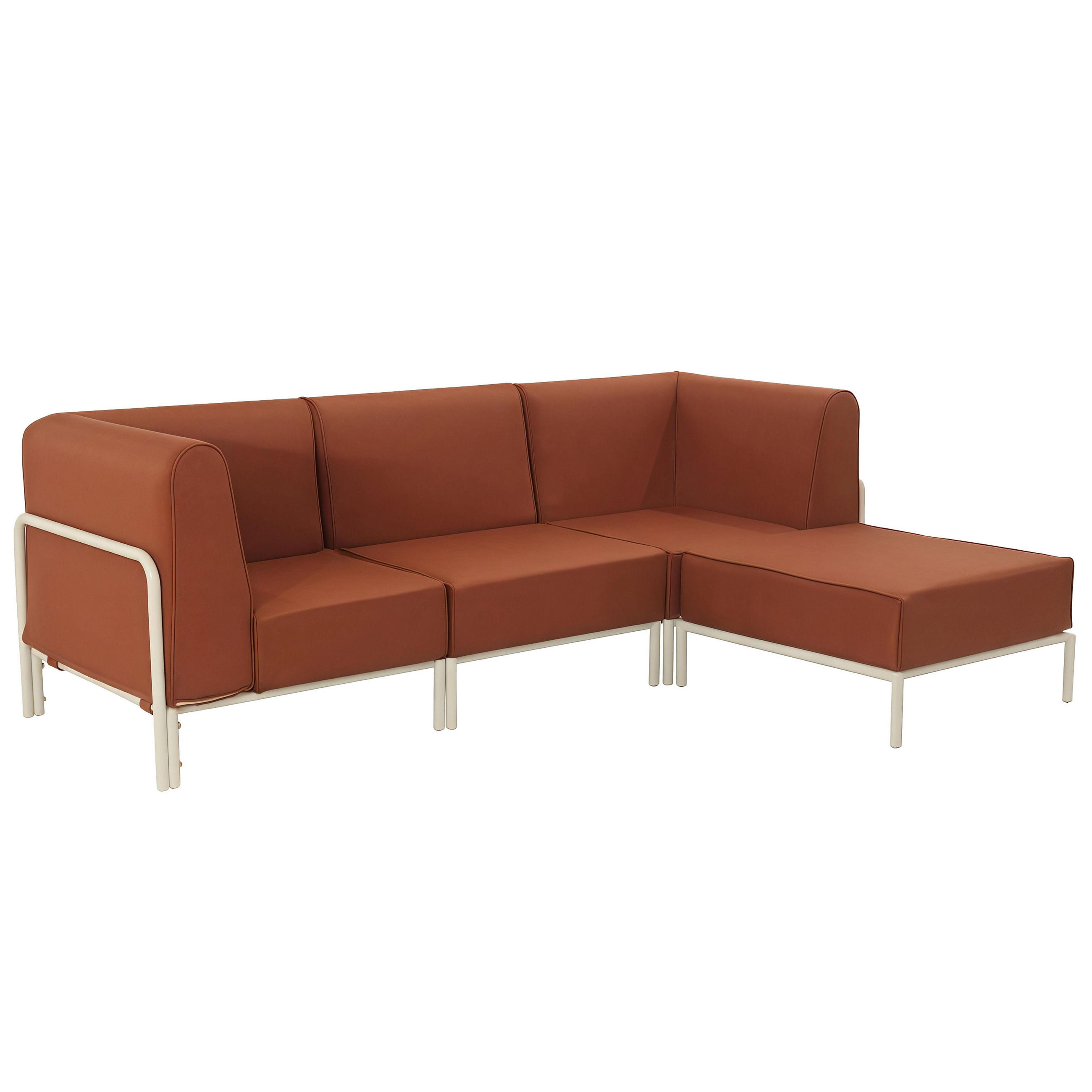 GARTENSOFA mit 4 Sitzplätzen, Terrakotta - Rot, Textil (80/78/216cm) - Oviala