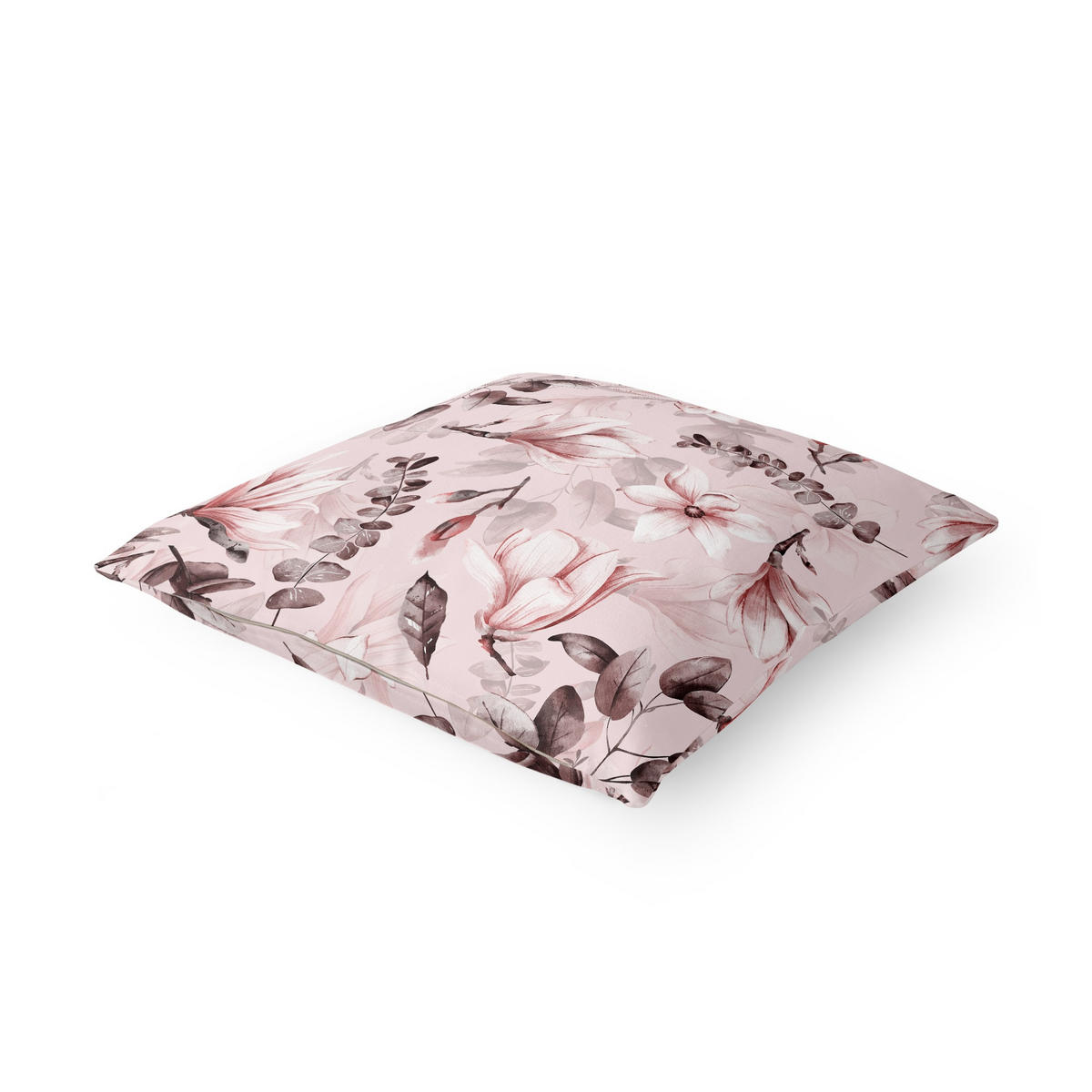 KISSENBEZUG Blüten mit Grauen Blättern vor Rosa 40/40 cm - Rosa, Textil (40/40cm) - Bilderwelten