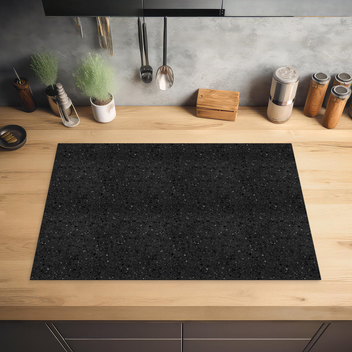 HERDABDECKPLATTE Granit - Schwarz - Grau Induktionsmatte 77x51 cm - Anthrazit, Kunststoff (77/51/0.2cm) - MuchoWow