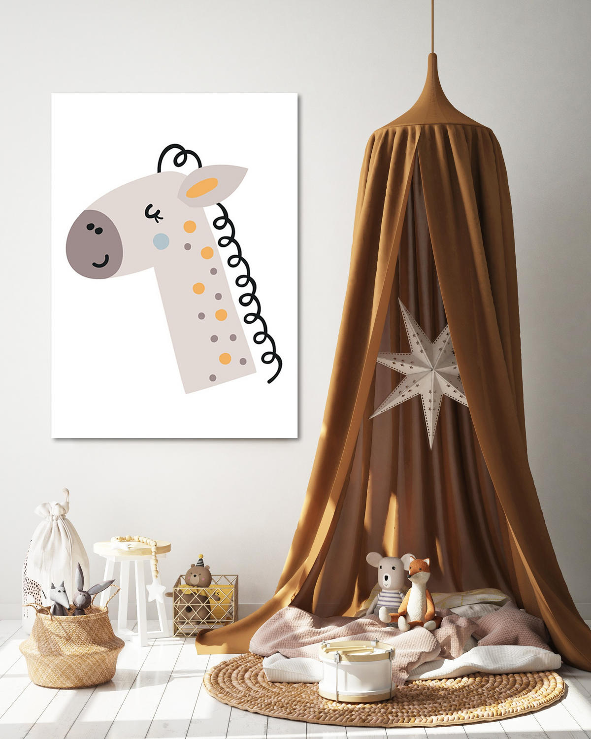 WANDBILD boho pferd für kinder - Beige, Textil (40/60cm) - Feeby