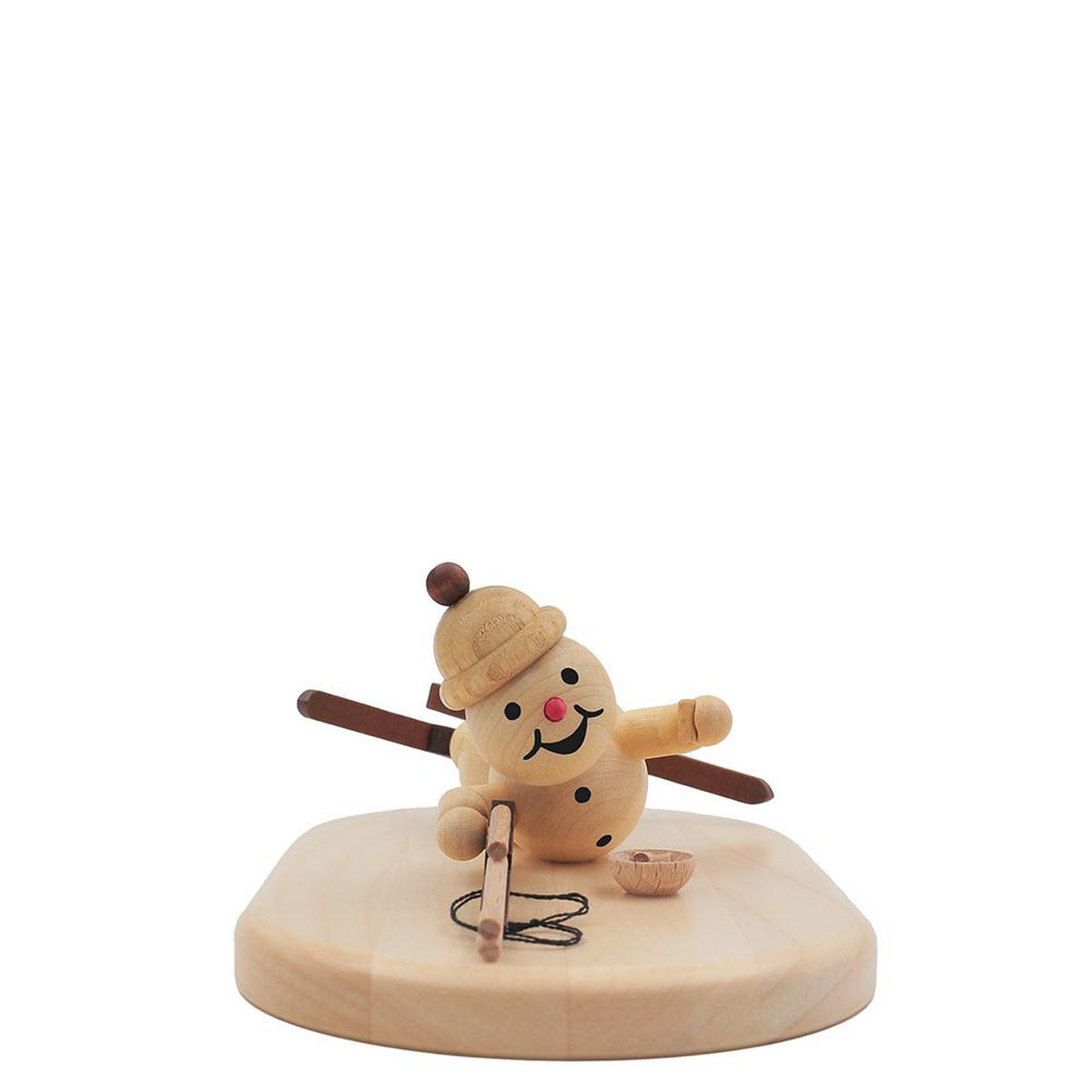 HOLZFIGUR Schneemann liegender Biathlet auf Sockel 6 cm - Multicolor, Holz (17/1/0.1cm)